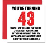 Funny 43rd Birthday Cards for Men Woman - Start Lying - Fun Birthday Card for Dad Mum Brother Sister Grandad Nanny Grandma Uncle Auntie, 145mm Rude Joke Humour Greeting Cards