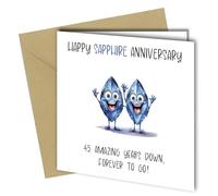 Funny 45th Anniversary Card, Unique Design, 'Happy Papphire Anniversary' 45 years down, forever to go #1741