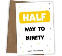 Funny 45th Birthday Card for Men Women, Half Way to Ninety Bday Greeting for Him Her, Milestone Age Forty Five Cards