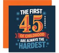 Funny 45th Birthday Card - Still a Big Kid at Heart - Bold Typographic Design with Playful Childhood Humour - 145mm Square, Envelope Included