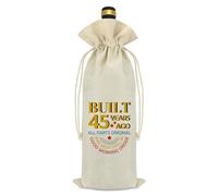 Funny 45th Birthday Gifts Happy Birthday Party Wine Bag 45 Years Old Birthday Gift for Her Him 45th Anniversary Birthday Gifts for Friend Wife Husband Mom Dad Aunt Uncle Decorative Wine Bottle Bag