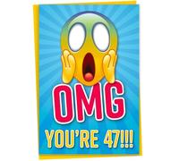 Funny 47th Birthday Card for Friend, OMG You're 47 Screaming Emoticon, Getting Old Card, Sister Birthday Card, Brother Birthday Card, Card for Him or Her