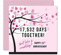 Funny 48th Anniversary Card for Wife or Husband - 17532 Days Together - I Love You Gifts, Happy 48th Wedding Anniversary Cards for Partner, 145mm Greeting Cards Anniversaries