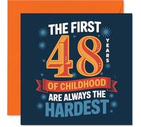 Funny 48th Birthday Card - Still a Big Kid at 48 - Bold Blue and Orange Humour with Playful Typography - Perfect for Anyone Who Refuses to Grow Up - 145mm Square, Envelope Included