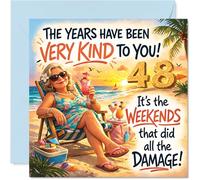 Funny 48th Birthday Card - Weekends Gone Wild - Cheery Beach Celebration with a Witty 48th Twist - Perfect for Raising a Laugh - 145mm Square, Envelope Included