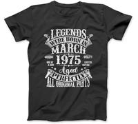 Funny 49 Years Old March 1975 Retro 49th Birthday Gifts Men T-Shirt Graphic Tee Shirts for Men Women Black (Black,M)
