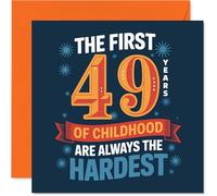 Funny 49th Birthday Card - Still a Big Kid at Heart - Playful Retro Typography with a Bold Blue and Orange Twist - 145mm Square, Envelope Included
