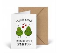 Funny 4th Anniversary Card for Couple - Great Pear Pun Design - 4 Year Wedding Anniversary Card Gift for Husband, Wife, Boyfriend, or Girlfriend - Traditional Fruit Theme Milestone Greeting,12 * 17cm