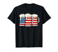 Funny 4th of July Beer Loving Dad Drinking Men USA Flag T-Shirt