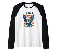Funny 4th of July F Caw F Bald Eagle USA Flag Patriotic Raglan Baseball Tee