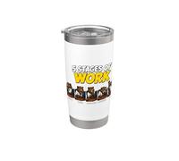 Funny 5 Stages of Work Bear Office Humor Gift Stainless Steel Insulated Tumbler