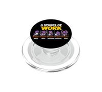 Funny 5 Stages of Work Octopus Office Humor Gift PopSockets PopGrip for MagSafe