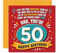 Funny 50th Birthday Card for Dad - Turning 50 with Style - Bold Celebratory Design with Playful Text - Sure to Get a Laugh from Dad - 145mm Square, Envelope Included