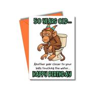 Funny 50th Birthday Card For Him Rude Monkey Toilet Joke JBS114