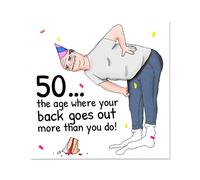 Funny 50th Birthday Card for Women and Men - Back Goes Out More Than You - Gift Idea for Wife, Husband, Sister, Brother