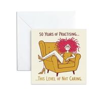 Funny 50th Birthday Card for Women - Humorous Not Caring Attitude Design - Witty Milestone Greeting for Best Friend Sister Mum Wife Her - Happy Relaxing Joke Gifts with Envelope