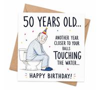 Funny 50th Birthday Card with Envelope, Rude 50 Years Old Birthday Card for Him, Cheeky Toilet Humour Card for Dad, Husband, Brother, Friend or Workmate