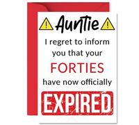 Funny 50th Birthday Cards for Auntie - Your Forties Have Expired - Happy Birthday Card for Aunt Auntie Aunty from Nephew Niece, A5 Banter Joke Humour Bday Greeting Cards Gift