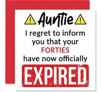 Funny 50th Birthday Cards for Auntie - Your Forties Have Expired - Happy Birthday Card for Aunt Auntie Aunty from Nephew Niece, 145mm Banter Joke Humour Bday Greeting Cards Gift