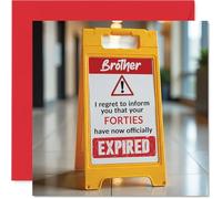 Funny 50th Birthday Cards for Brother - Your Forties Have Expired - Happy Birthday Card for Brother from Sister Step Sibling, 145mm x 145mm Banter Joke Humour Bday Greeting Cards Gift
