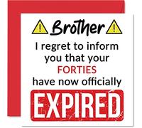 Funny 50th Birthday Cards for Brother - Your Forties Have Expired - Happy Birthday Card for Brother from Sister Step Sibling, 145mm Banter Joke Humour Bday Greeting Cards Gift
