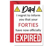 Funny 50th Birthday Cards for Dad - Your Forties Have Expired - Happy Birthday Card for Dad Daddy Papa from Son Daughter, A5 Banter Joke Humour Bday Greeting Cards Gift