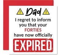 Funny 50th Birthday Cards for Dad - Your Forties Have Expired - Happy Birthday Card for Dad Daddy Papa from Son Daughter, 145mm Banter Joke Humour Bday Greeting Cards Gift