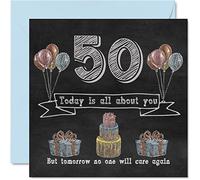Funny 50th Birthday Cards for Men Woman - Chalk Blackboard - Happy Birthday Card for Cousin Mum Dad Nanny Grandad Uncle Auntie Grandma Friend, 145mm Humour Banter Greeting Cards