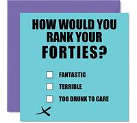 Funny 50th Birthday Cards for Men Woman - Rank Your Forties - Happy Birthday Card for Dad Mum Brother Sister Grandad Nanny Grandma Uncle Auntie, 145mm Rude Banter Greeting Cards