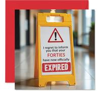 Funny 50th Birthday Cards for Men Women - Your Forties Have Expired - Happy Birthday Card for Him Her Friend Cousin Work Colleague, 145mm x 145mm Banter Joke Humour Bday Greeting Cards Gift