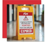 Funny 50th Birthday Cards for Mom - Your Forties Have Expired - Happy Birthday Card for Mom Mommy Mom Mama from Son Daughter, 145mm x 145mm Banter Joke Humour Bday Greeting Cards Gift