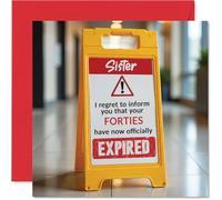 Funny 50th Birthday Cards for Sister - Your Forties Have Expired - Happy Birthday Card for Sister from Brother Step Sibling, 145mm x 145mm Banter Joke Humour Bday Greeting Cards Gift