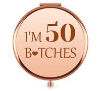 Funny 50th Birthday Gift Idea Compact Mirror 50th Birthday Hampers for Her Women Turning 50 Years Old Present for Wife, Mom, Sister, Friends, Coworker Travel Makeup Mirrors 50 Years Old Birthdays Gift