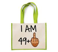 Funny 50th Birthday Gift idea, for Men and Women Turning 50 Years Old as a Joke Birthday Celebration, Jute Bag, Shopping Bag (Apple Green)