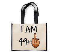 Funny 50th Birthday Gift idea, for Men and Women Turning 50 Years Old as a Joke Birthday Celebration, Jute Bag, Shopping Bag (Black)
