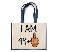 Funny 50th Birthday Gift idea, for Men and Women Turning 50 Years Old as a Joke Birthday Celebration, Jute Bag, Shopping Bag (Navy Blue)