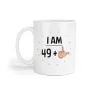 Funny 50th Birthday Mug I Am 49 Plus Middle Finger Rude 50 Years Old Tea Coffee Mug Coaster Set