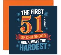 Funny 51st Birthday Card - Still Not Quite Grown Up - Bold Blue and Orange Typography with Playful 51st Birthday Humour - 145mm Square, Envelope Included