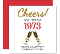 Funny 52nd Anniversary Card for Husband Wife - Together Since 1973 - Happy 52nd Wedding Anniversary Cards for Partner, I Love You Gifts, 145mm Greeting Cards Anniversaries