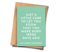 Funny 52nd Birthday Card You Are 18980 Days Old From Her for Him, Great-Grandparents, Mother, Stepbrother (A5-5.8x8.3inch - 14.8x21cm) With Envelope
