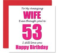 Funny 53rd Birthday Cards for Wife - 53 I Still Love You - Happy Birthday Card for Wife from Husband Partner, Wifey Banter Gifts, 145mm Joke Humour Greeting Cards