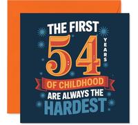 Funny 54th Birthday Card - Still Refusing to Grow Up - Bold Playful Typography in Navy and Orange - Classic British Humour for Their Big Day - 145mm Square, Envelope Included