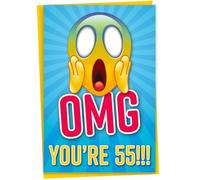 Funny 55th Birthday Card - OMG You're 55 Screaming Emoticon, Getting Old Card for Friend, Sister or Brother