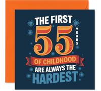 Funny 55th Birthday Card - Still a Big Kid at Heart - Bold Blue and Orange Humour with Playful Typography - 145mm Square, Envelope Included