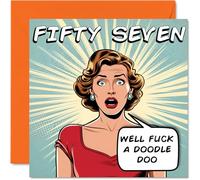 Funny 57th Birthday Cards for Woman Men - Comic Years - Happy Birthday Card for Dad Mum Grandad Nanny Grandma Uncle Auntie Cousin Friend, 145mm Rude Joke Humour Greeting Cards