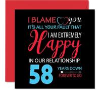 Funny 58th Anniversary Card for Husband Wife - Your Fault I'm Extremely Happy - Happy 58th Wedding Anniversary Card for Partner, 145mm Greeting Cards Anniversaries