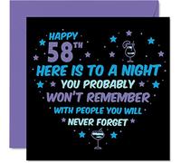 Funny 58th Birthday Card for Men Women - Won't Remember - Happy Birthday Cards for 58 Year Old Dad Mum Auntie Uncle Cousin Friend, 145mm Bday Greeting Cards Gift