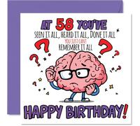 Funny 58th Birthday Card - Memory Lapses and Laughs - Cartoon Brain with Witty Age 58 Caption - Guaranteed to Cause a Chuckle - 145mm Square, Envelope Included