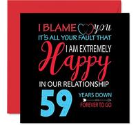 Funny 59th Anniversary Card for Husband Wife - Your Fault I'm Extremely Happy - Happy 59th Wedding Anniversary Card for Partner, 145mm Greeting Cards Anniversaries