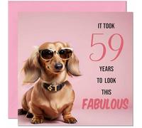 Funny 59th Birthday Card for Women - Fabulous Dachshund - Funny Ladies Birthday Card for 59 Year old woman Fifty Nine, Fifty Ninth Ladies Nan Grandma Mum Aunt Sister Mum Friend